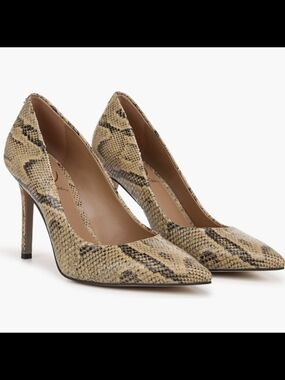 Sam Edelman Snake-Print Pointed Toe Stiletto Pumps in Taupe